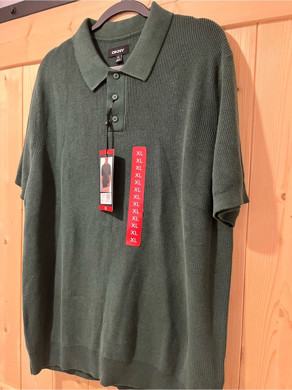 DKNY Men's Green Polo Knit Shirt XL Regular Fit - Picture 5 of 9